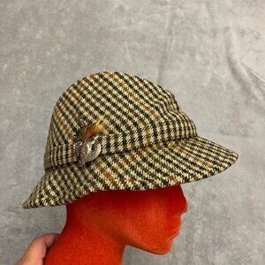 Vintage Houndstooth St. Andrews Woollen Mills Derby Hat Size 7 3/8